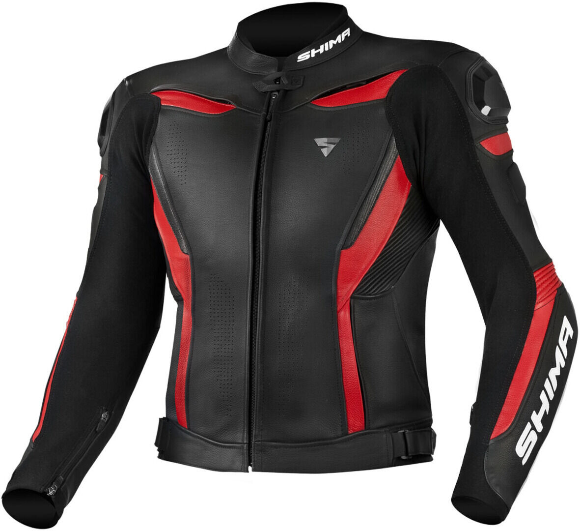 SHIMA Chase Chaqueta de cuero para motocicleta - Negro Rojo (50)