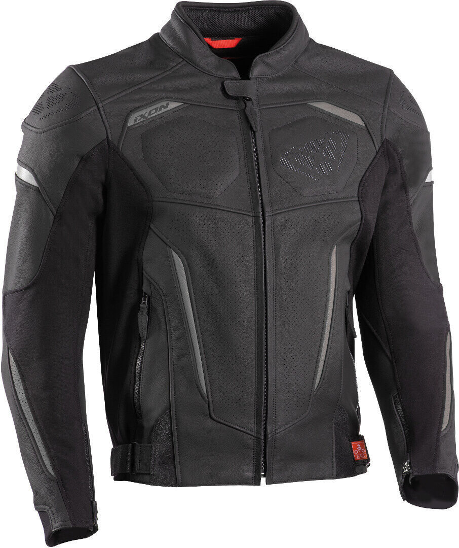 Ixon Ceros Chaqueta de cuero para motocicleta - Negro Gris (XL)