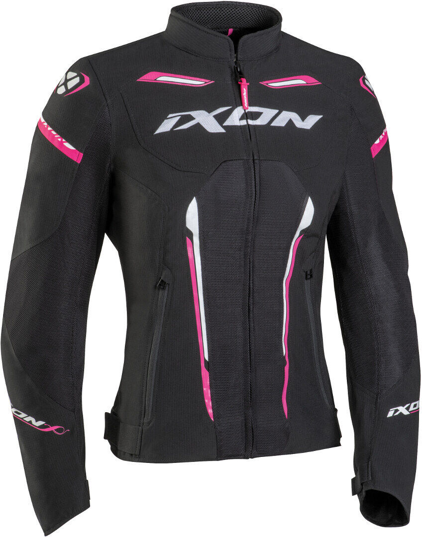 Ixon Striker Air Chaqueta textil para motocicletas para damas - Negro Blanco Rosa (M)