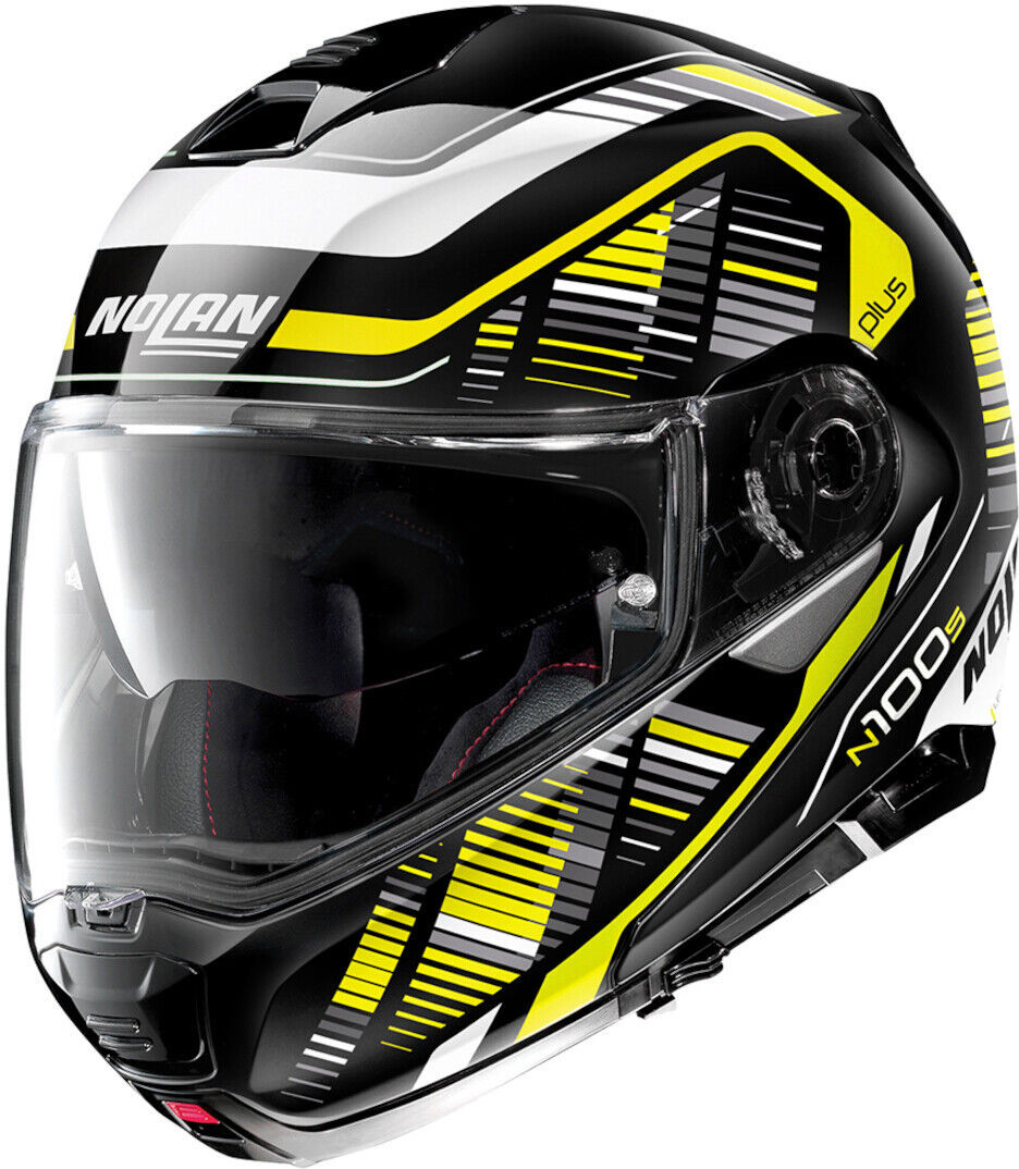 Nolan N100-5 Plus Starboard N-Com Casco - Negro Blanco Amarillo