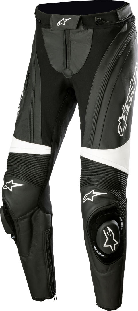 Alpinestars Stella Missile V3 Pantalones de cuero para motocicleta para damas - Negro Blanco (40)