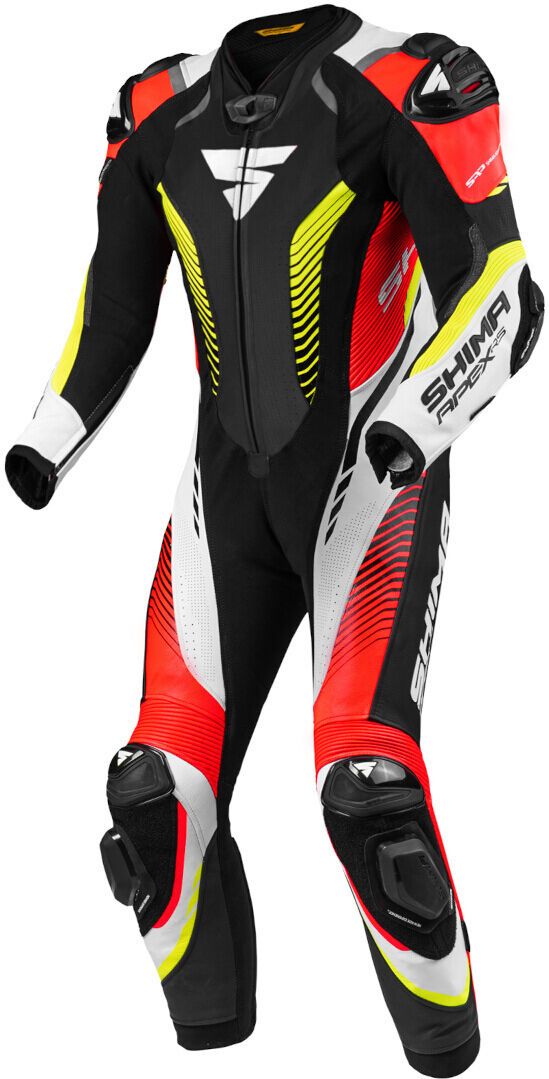 SHIMA Apex RS Traje de cuero de moto de una pieza - Negro Rojo Amarillo (46)