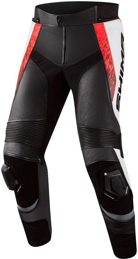 SHIMA STR 2.0 Pantalones de cuero para motocicleta - Negro Blanco Rojo (56)