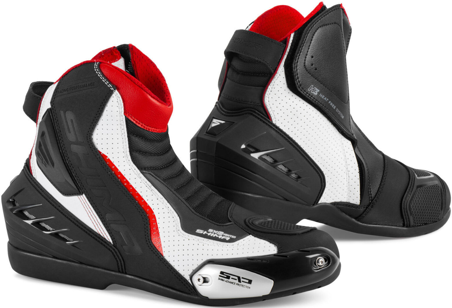 SHIMA SX-6 Botas de moto perforadas - Negro Blanco Rojo (42)