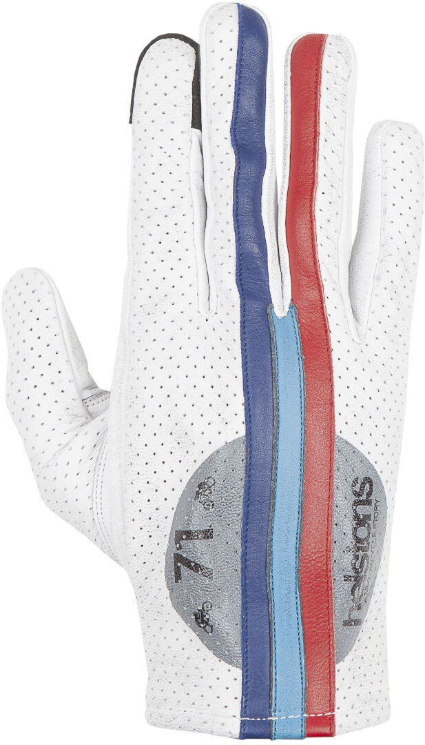 Helstons Record Air Guantes de moto de verano - Blanco Rojo Azul (XL)