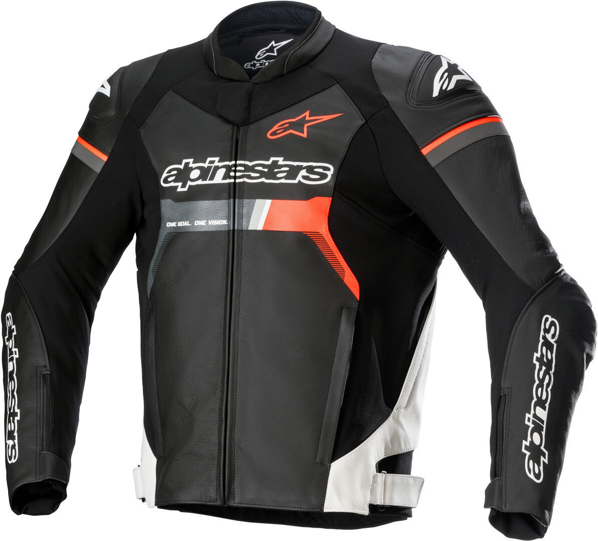 Alpinestars GP Force Chaqueta de cuero para motocicleta - Negro Blanco Rojo (54)