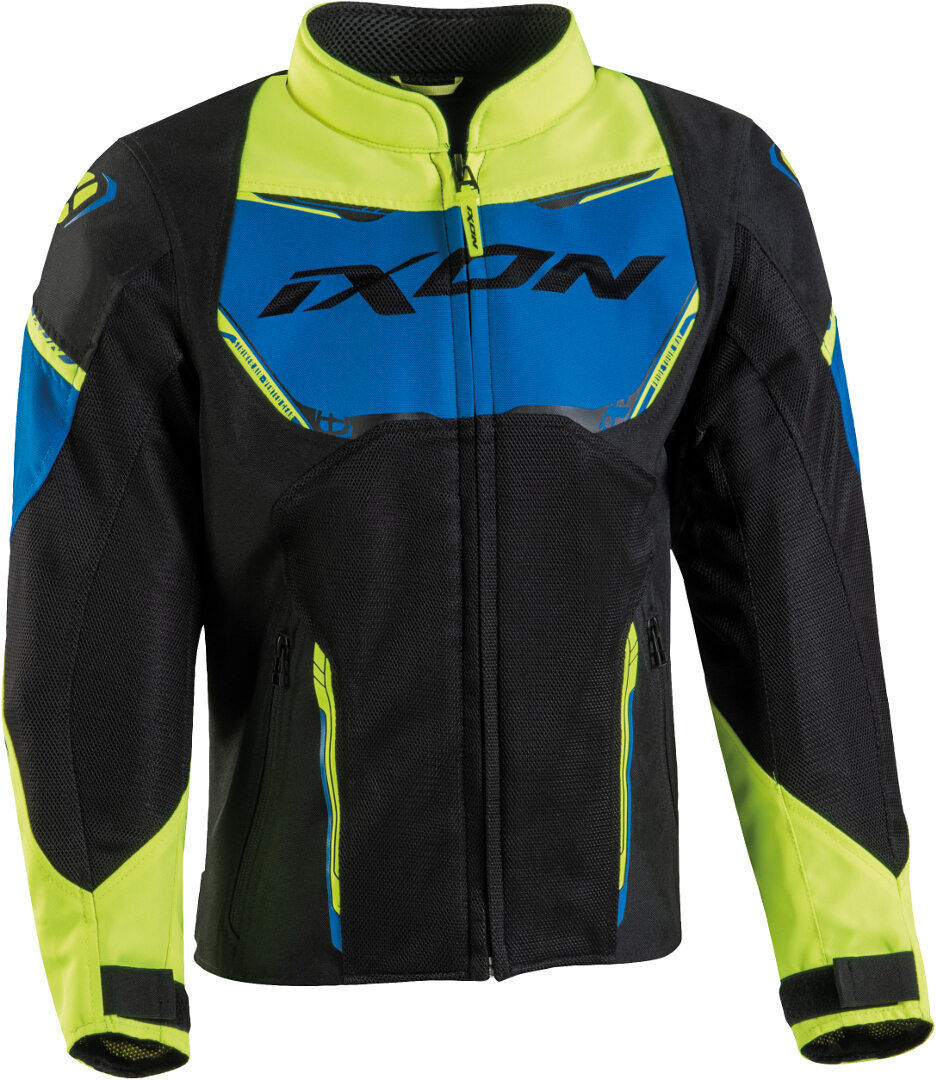 Ixon Striker Air Chaqueta textil para motocicletas para niños - Negro Azul Amarillo (12 años)