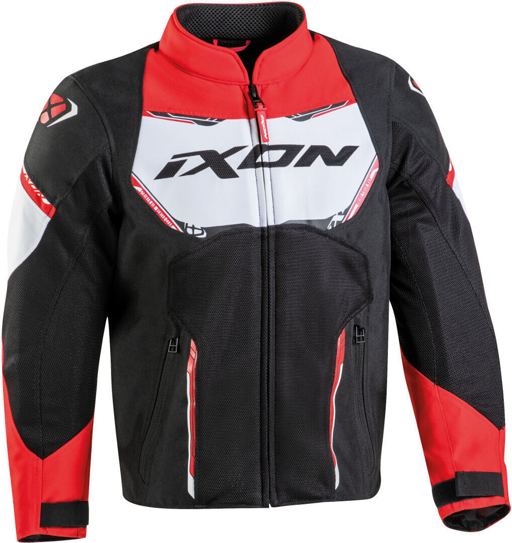 Ixon Striker Air Chaqueta textil para motocicletas para niños - Negro Blanco Rojo (14 años)