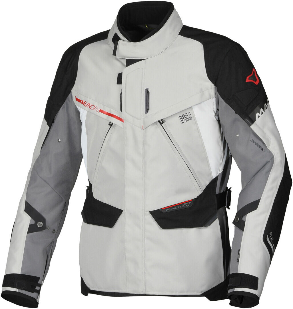 Macna Mundial chaqueta textil impermeable para motocicletas - Negro Gris (XL)