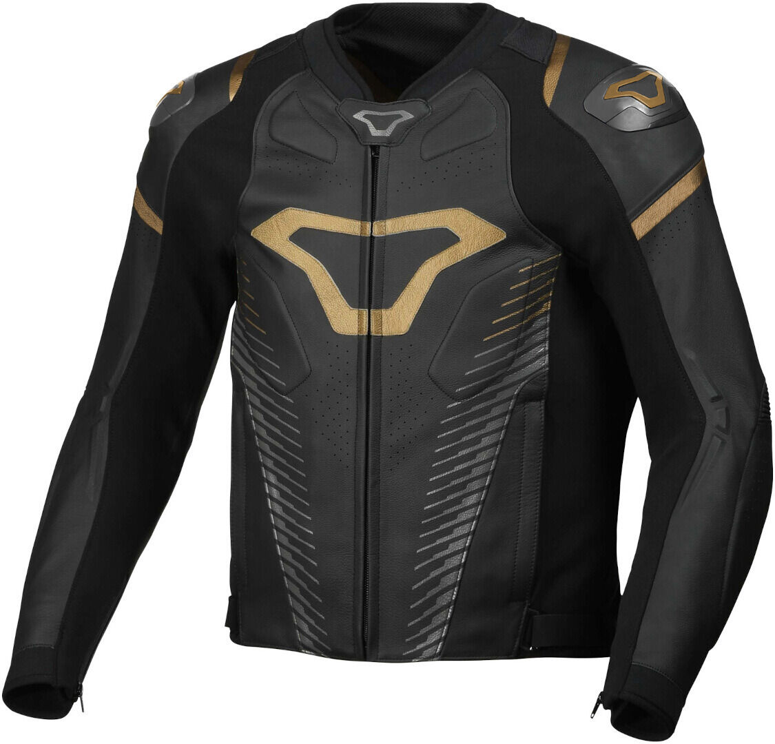 Macna Tronniq Chaqueta de cuero para motocicleta - Negro Oro (60)