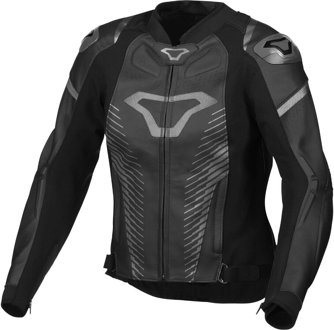 Macna Tronniq Chaqueta de cuero para motocicleta para damas - Negro (42)