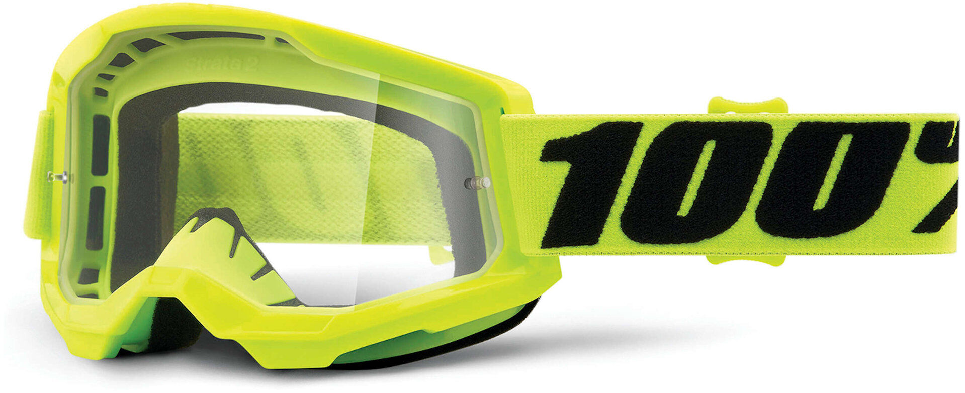 100% Strata 2 Clear Gafas de motocross - Negro Amarillo (un tamaño)