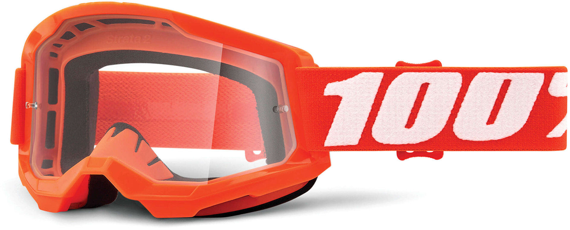 100% Strata 2 Clear Gafas de motocross - Blanco Naranja (un tamaño)