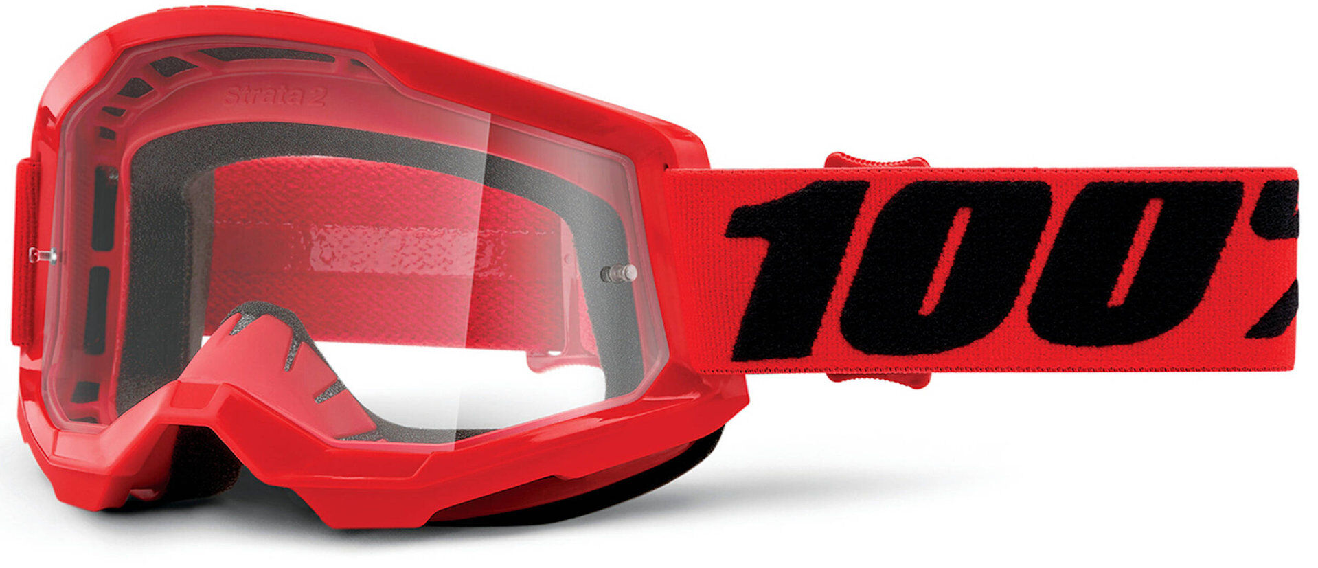 100% Strata 2 Clear Gafas de motocross - Negro Rojo (un tamaño)