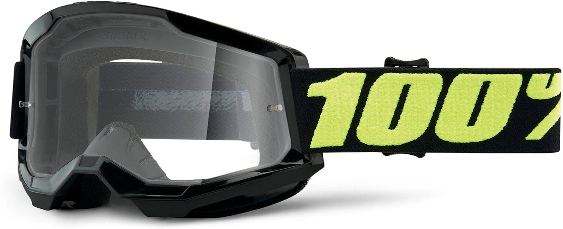 100% Strata 2 Clear Gafas de motocross - Negro Amarillo (un tamaño)