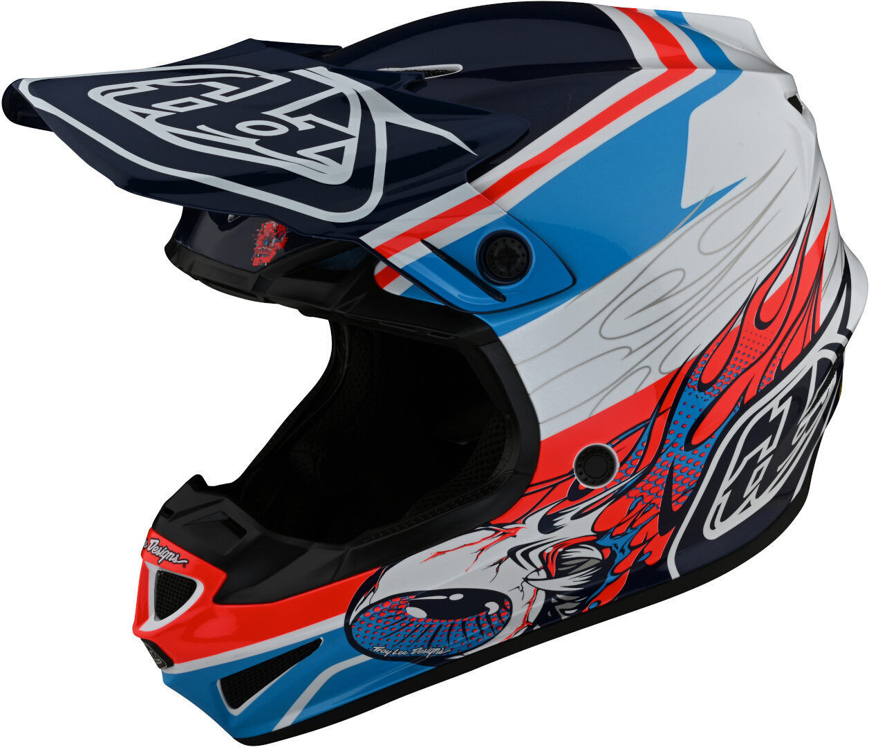 Lee SE4 Polyacrylite MIPS Skooly Casco de motocross - Azul Naranja (XL)