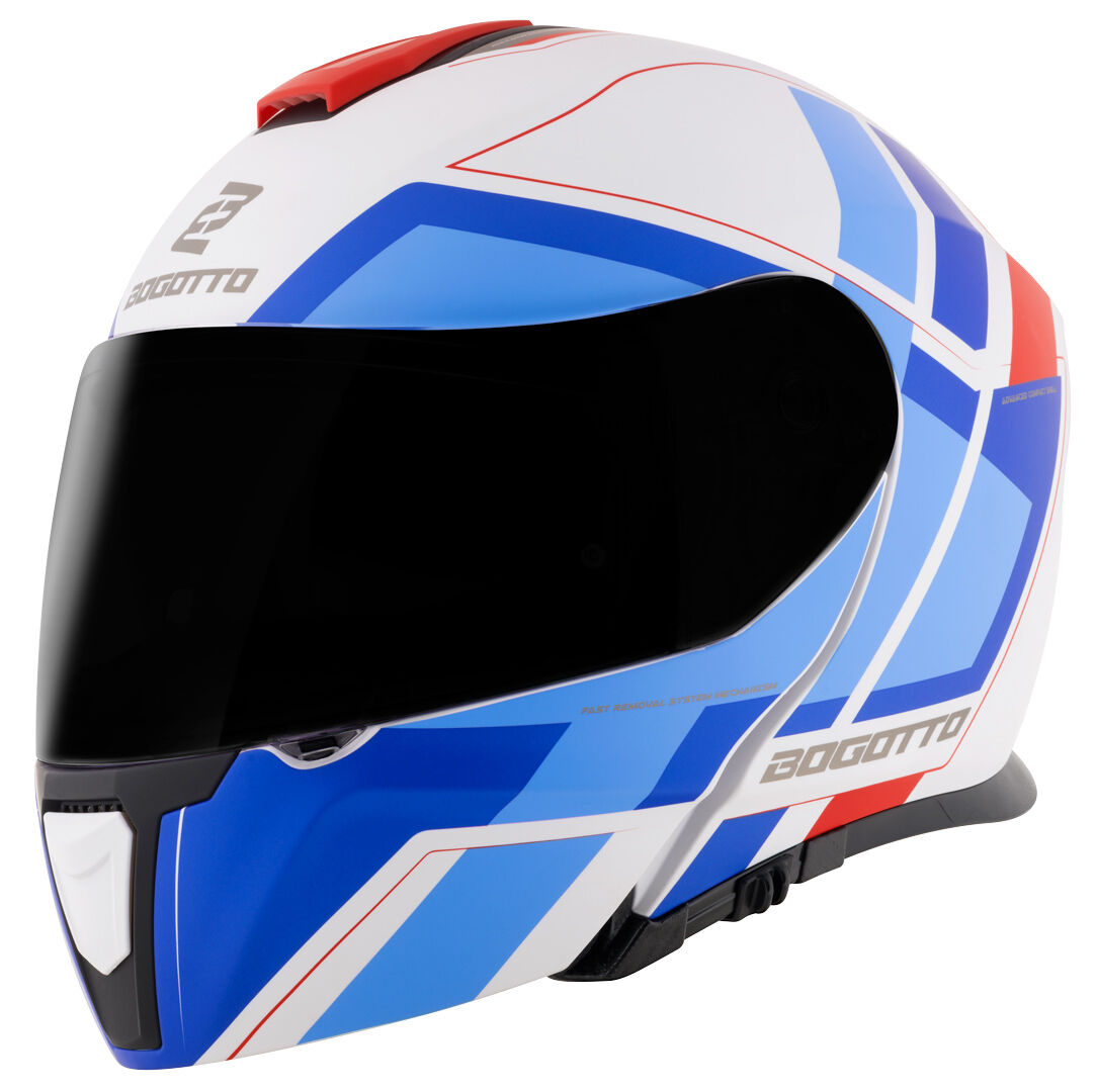 Bogotto FF403 Murata casco abatible - Blanco Rojo Azul (L)