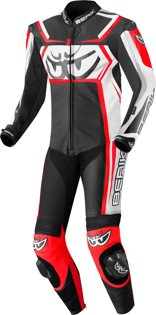 Berik Race-Tech Traje de cuero para motocicleta de una pieza - Negro Blanco Rojo (58)