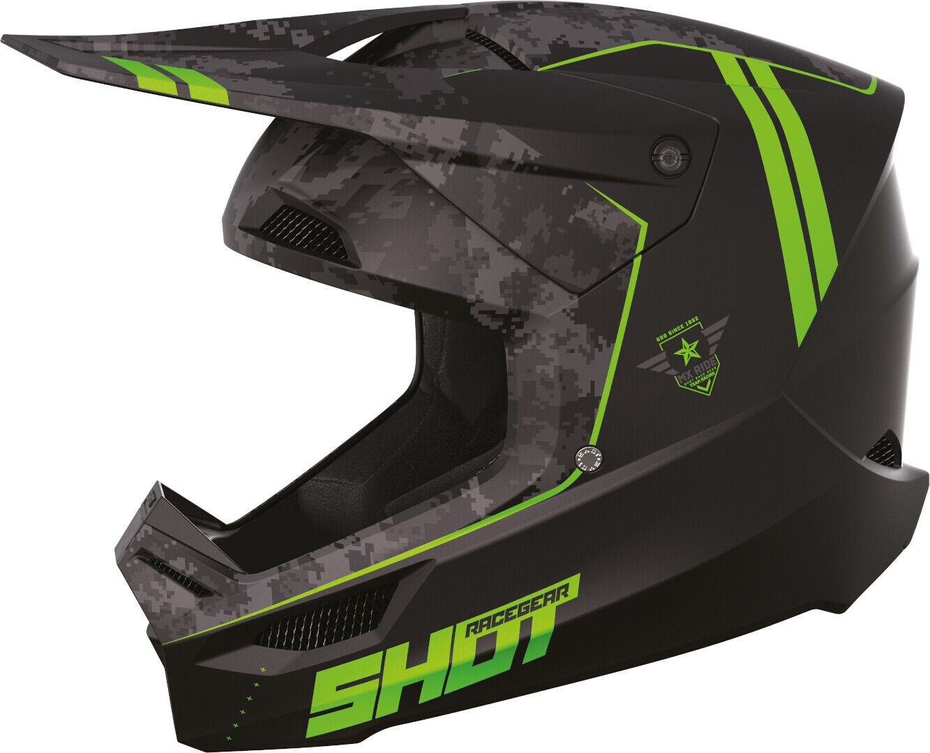 Shot Furious Army Casco de motocross - Negro Verde (M)