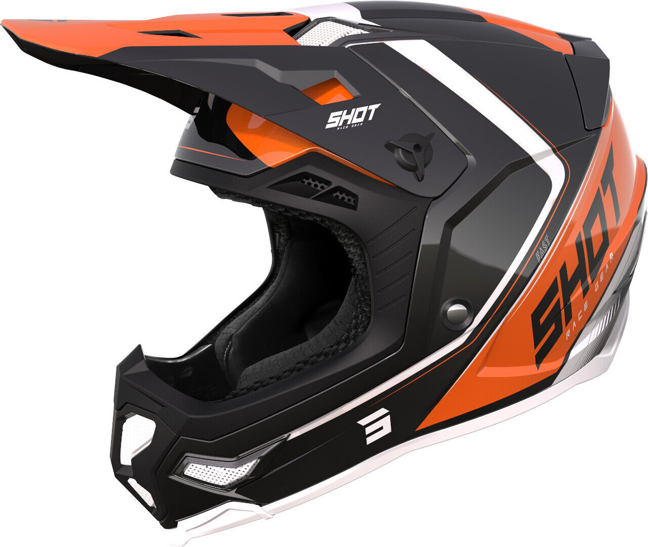 Shot Core Fast Casco de motocross - Negro Naranja (2XL)