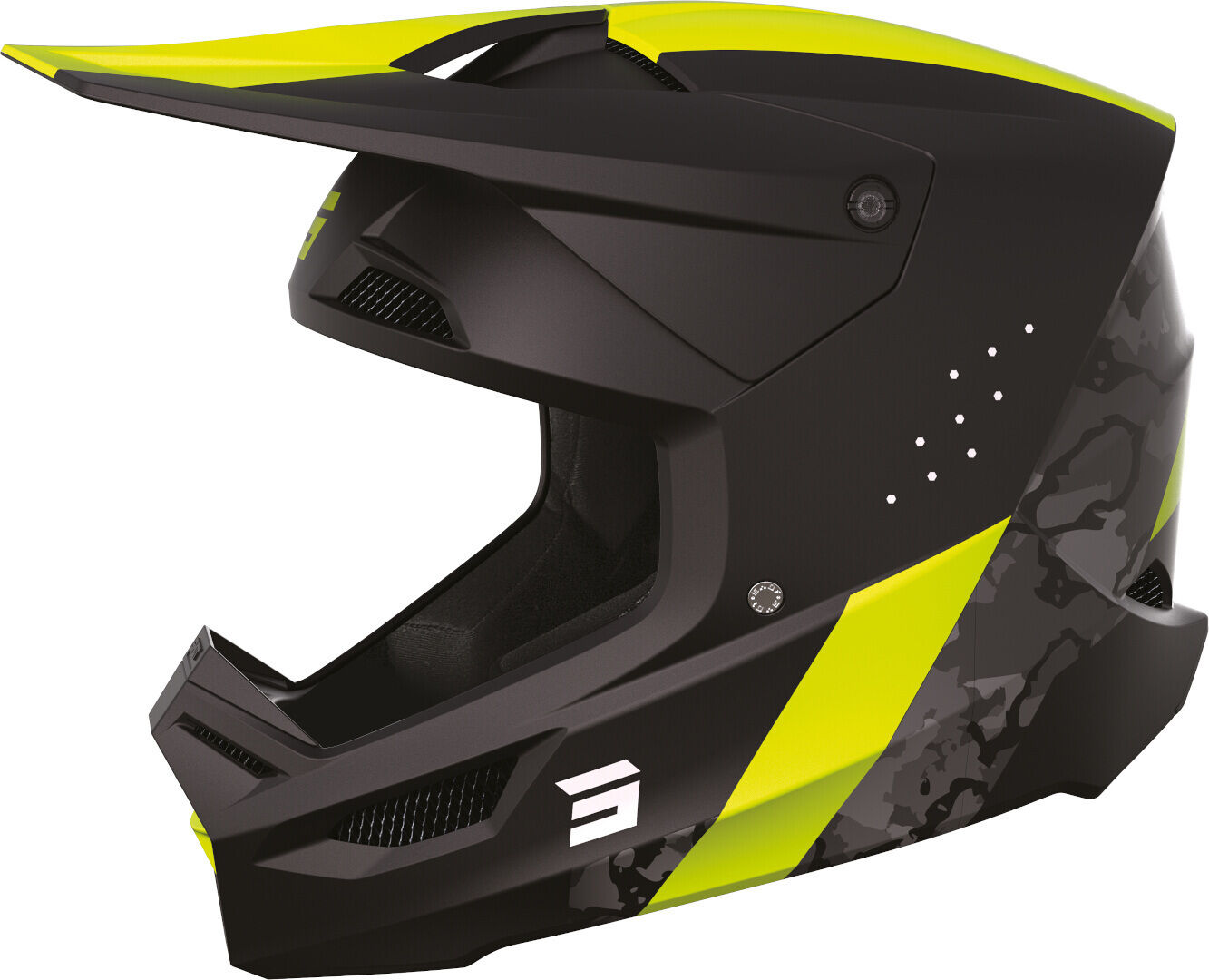 Shot Race Camo Casco de motocross - Negro Amarillo (L)