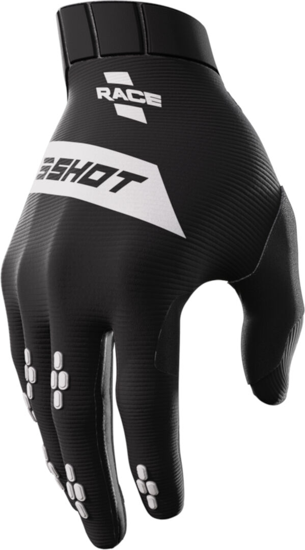 Shot Race Guantes de motocross - Negro Blanco (2XL)