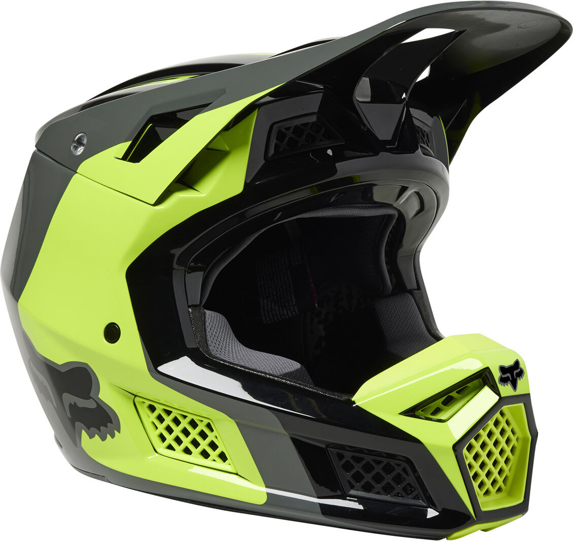 Fox V3 RS Efekt Casco de motocross - Amarillo (XL)