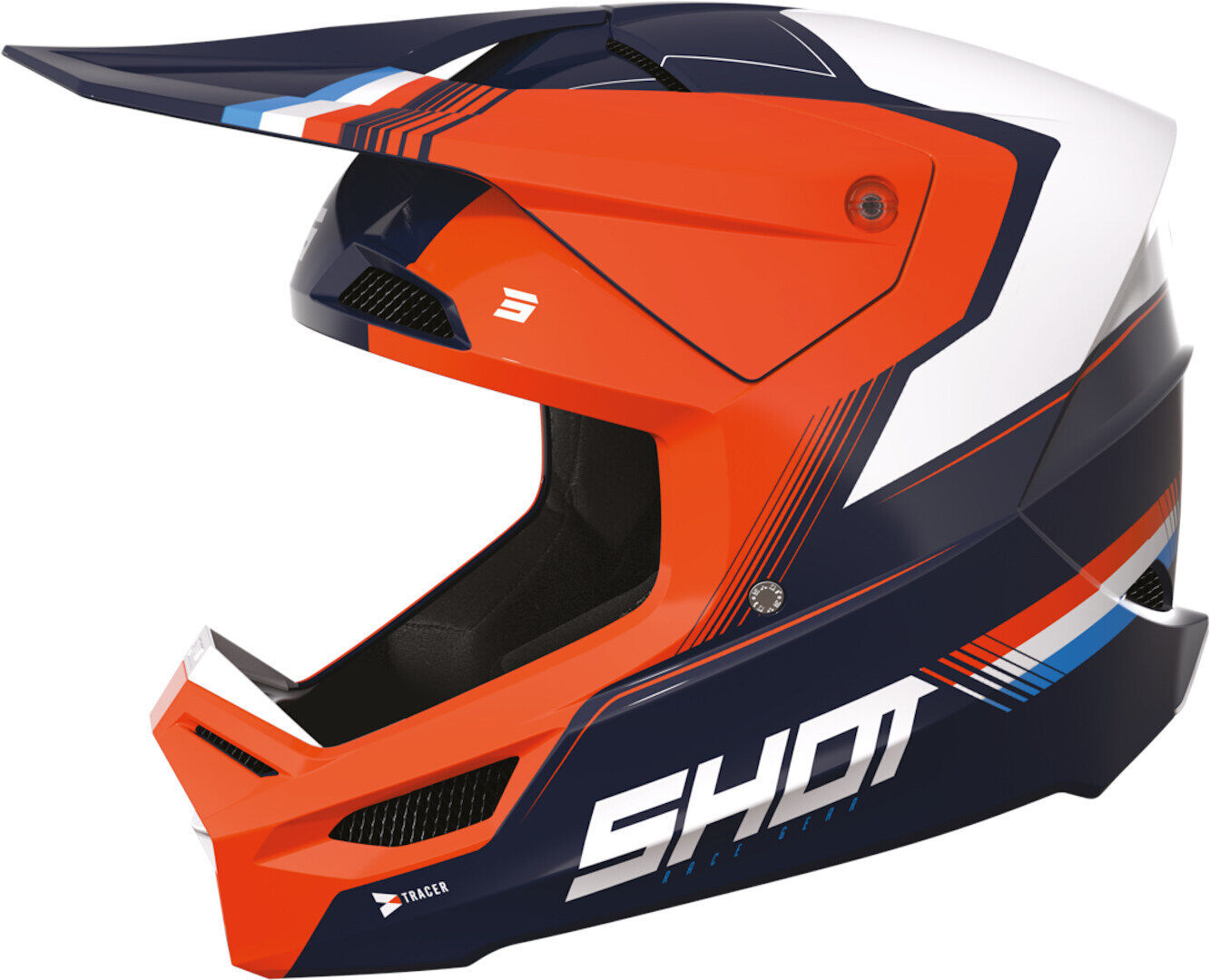 Shot Race Tracer Casco de motocross - Negro Blanco Naranja (XL)