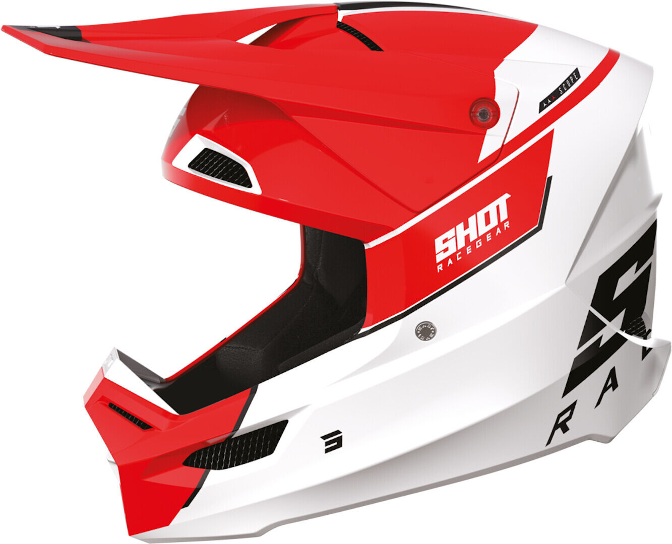 Shot Furious Scope Casco de motocross - Blanco Rojo (2XL)