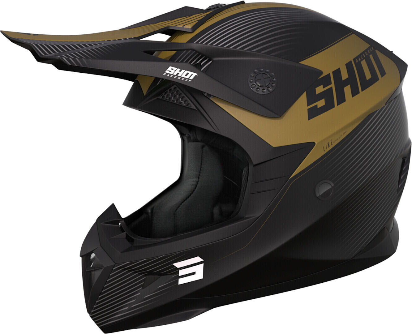 Shot Pulse Line Casco de motocross - Negro Oro (XL)