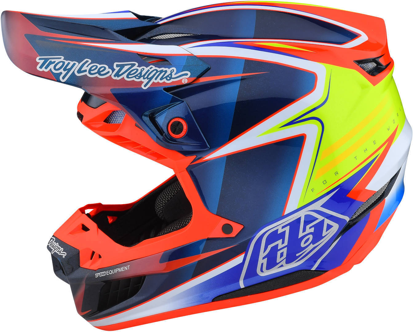 Lee SE5 MIPS Carbon Lines Casco de motocross - Rojo Azul (2XL)