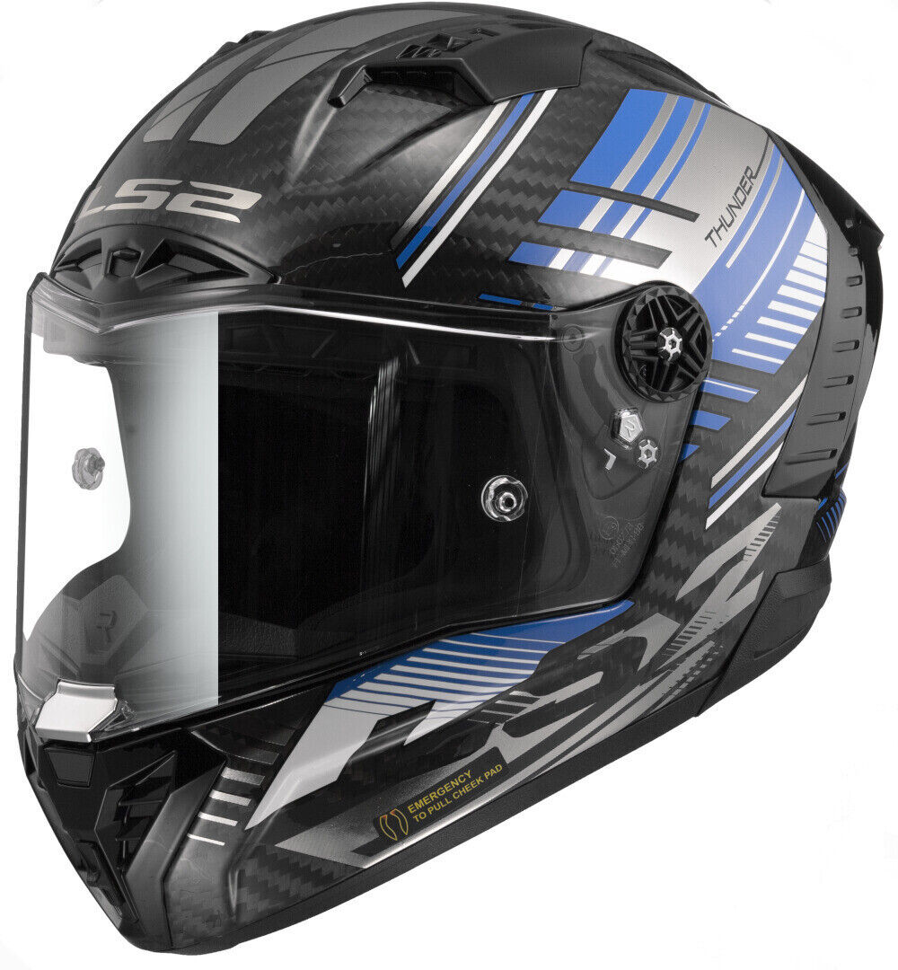 LS2 FF805 Thunder Volt Carbon Casco - Negro Azul (XS)