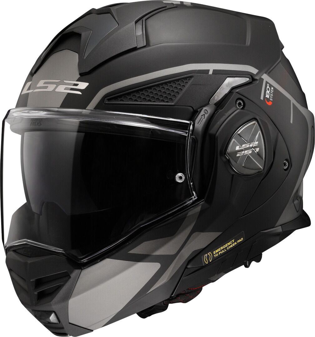 LS2 FF901 Advant X Metryk Casco - Negro Gris Plata (2XL)