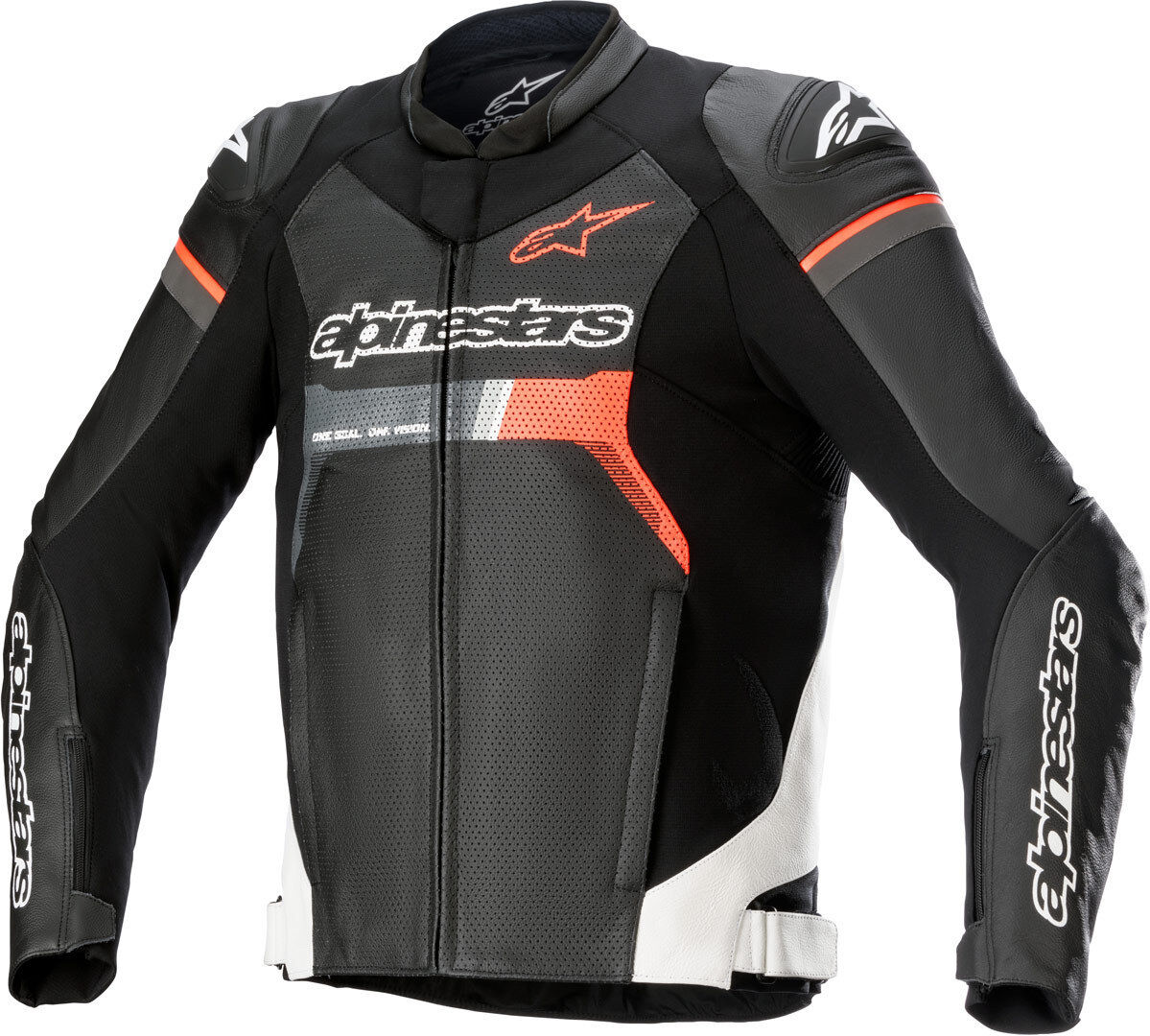 Alpinestars GP Force Airflow Chaqueta de cuero de motocicleta - Negro Blanco Rojo (58)