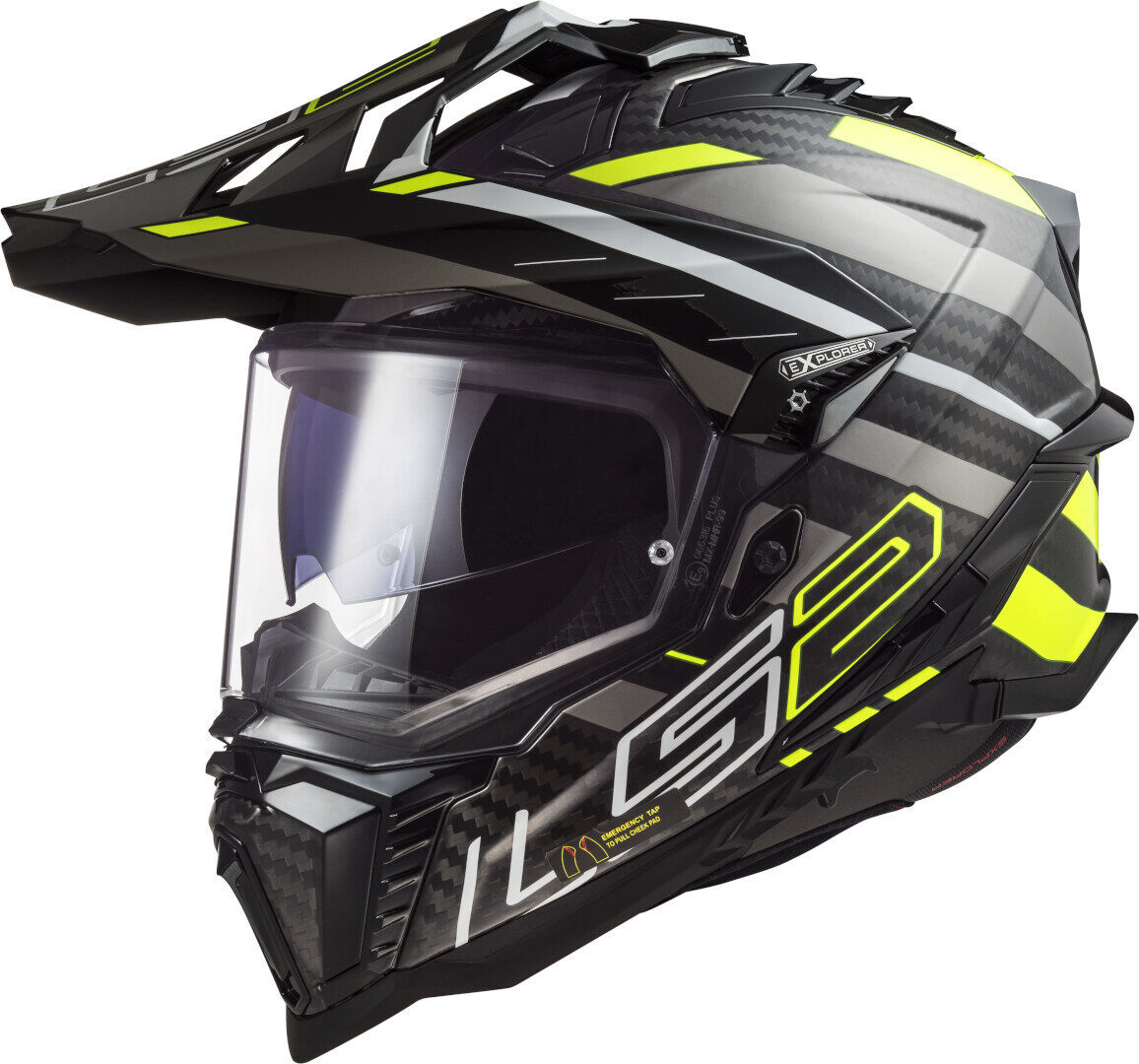 LS2 MX701 Explorer Carbon Edge Casco de motocross - Negro Amarillo (XS)