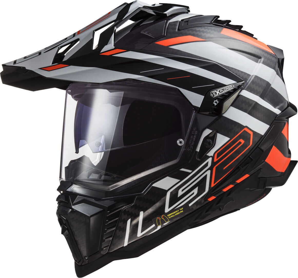 LS2 MX701 Explorer Carbon Edge Casco de motocross - Negro Naranja (XS)