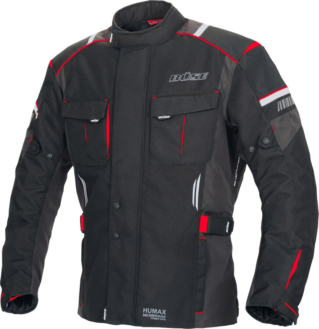 Büse Breno Pro Chaqueta textil de motocicleta - Negro Rojo (XS)