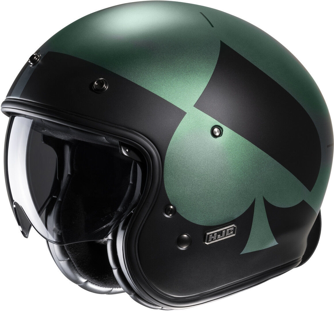 HJC V31 Kuz Retro Casco Jet - Negro Verde (M)