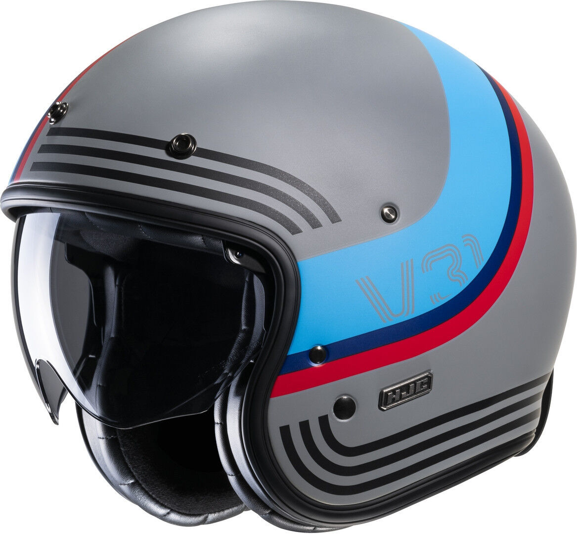 HJC V31 Byron Retro Casco Jet - Gris Azul (2XL)