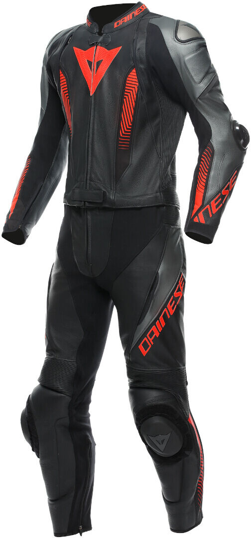 Dainese Laguna Seca 5 Traje de cuero de motocicleta de 2 piezas - Negro Gris Rojo (46)