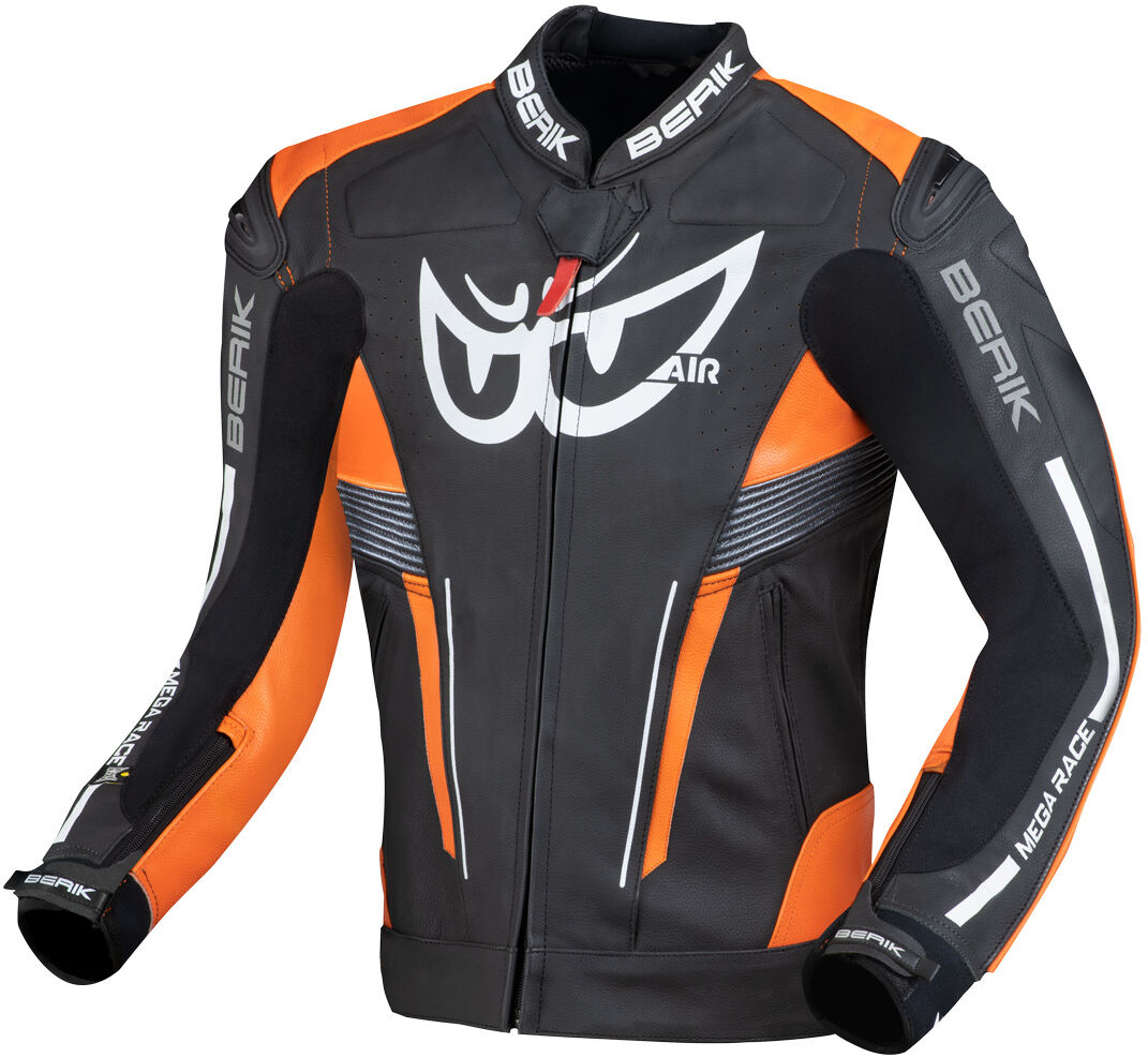 Berik Air-B Chaqueta de cuero de motocicleta - Negro Naranja (50)