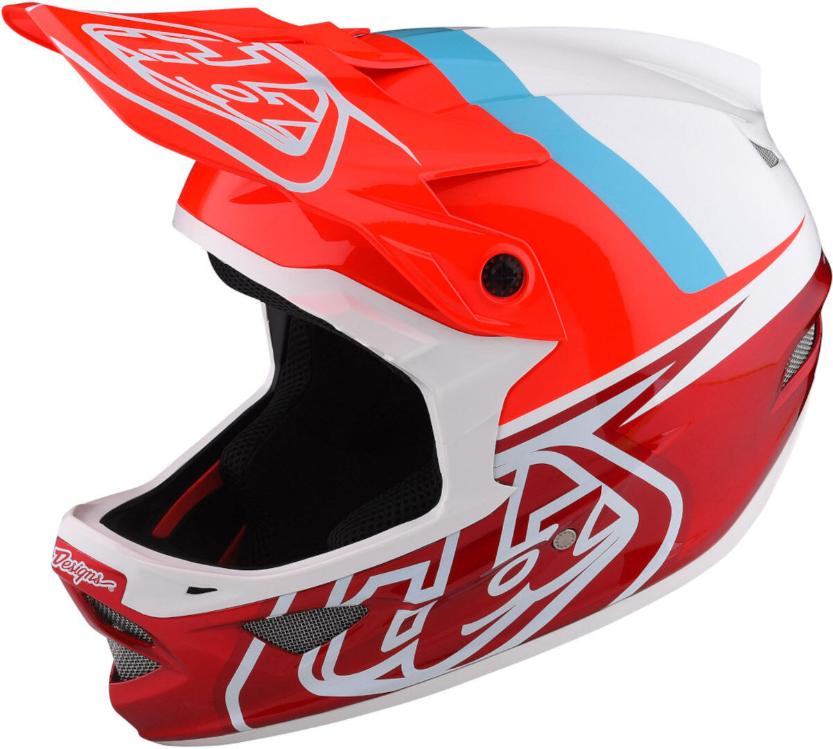 Lee D3 Fiberlite Slant Casco de descenso - Blanco Rojo Azul (L)