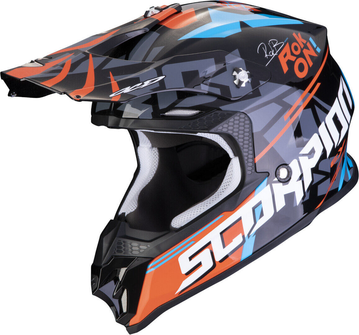 Scorpion VX-16 Evo Air Rok Casco de motocross - Negro Naranja (S)