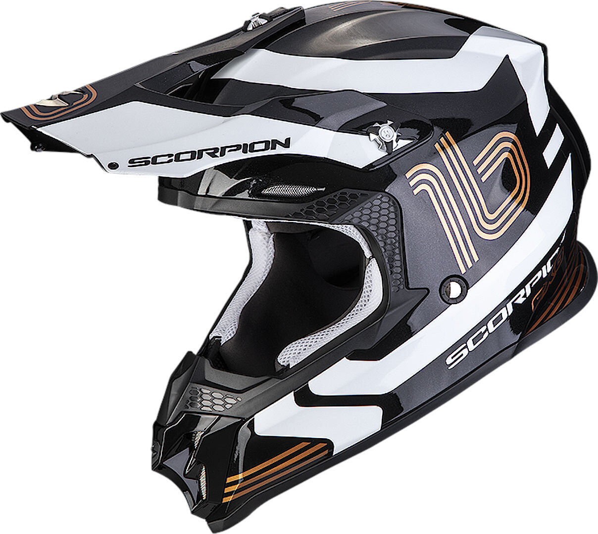 Scorpion VX-16 Evo Air Tub Casco de motocross - Negro Oro (XL)