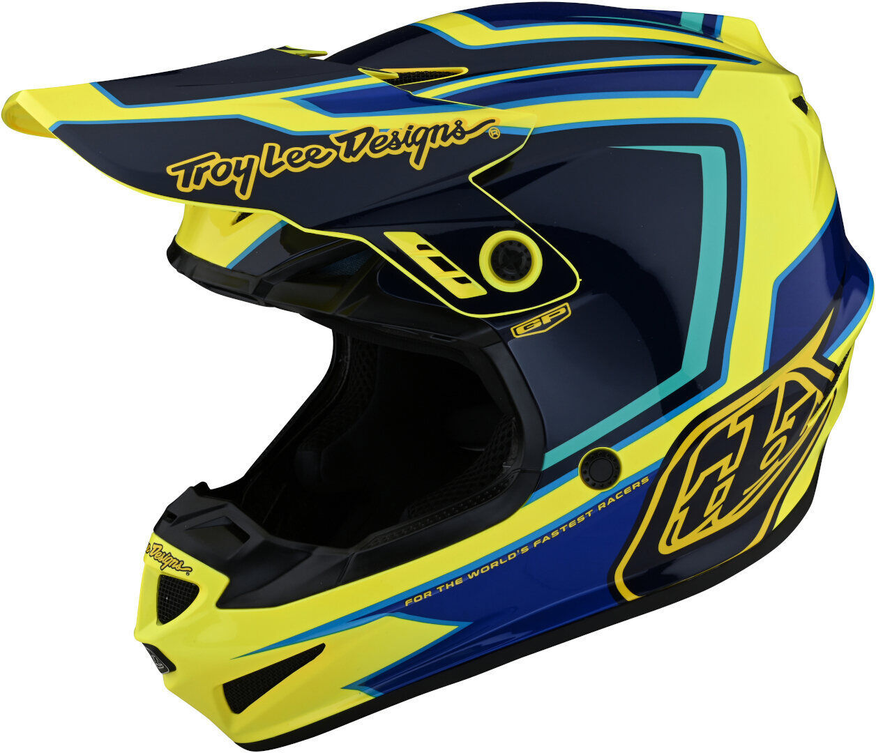 Lee GP Ritn Casco de motocross juvenil - Azul Amarillo (L)