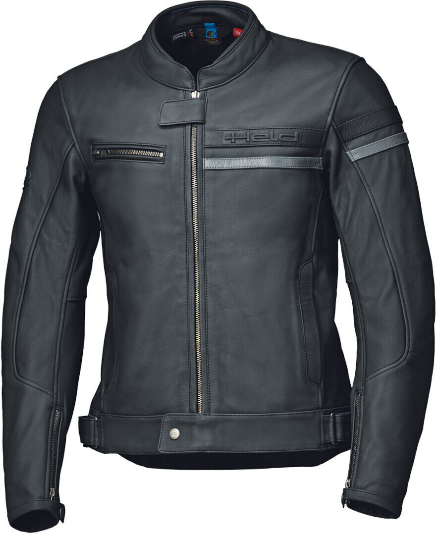 Held Midway Chaqueta de cuero de motocicleta - Negro Gris (62)