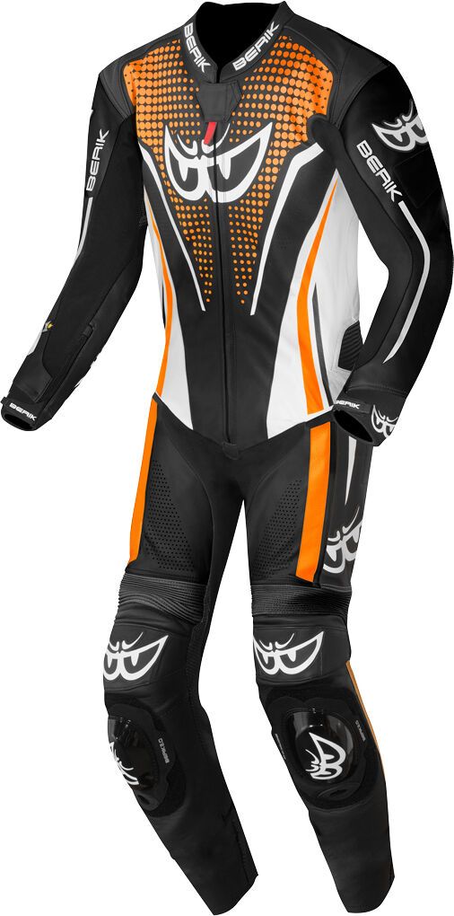 Berik RSF-TECH PRO Traje de cuero de motocicleta perforado de una pieza - Negro Blanco Naranja (60)