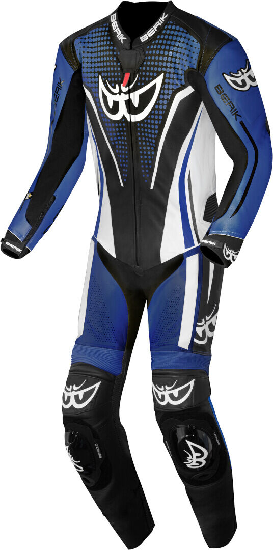 Berik RSF-TECH PRO Traje de cuero de motocicleta perforado de una pieza - Negro Blanco Azul (50)
