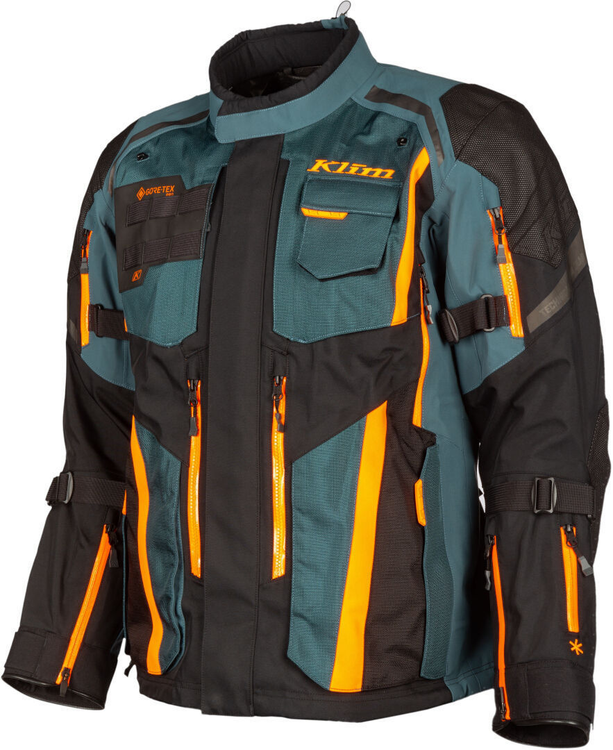 Klim Badlands Pro 2023 Chaqueta textil de motocicleta - Negro Azul Naranja (XL)