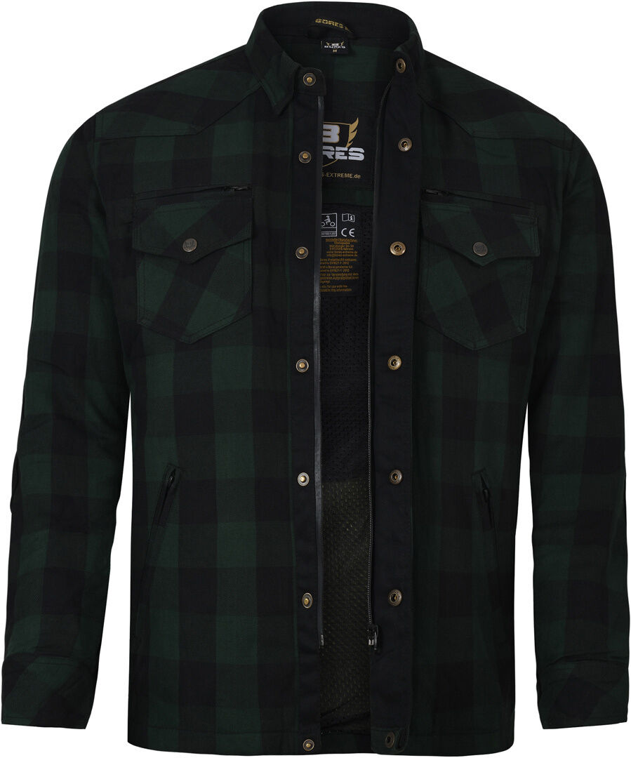 Bores Lumberjack Premium Camisa de moto - Negro Verde (XL)